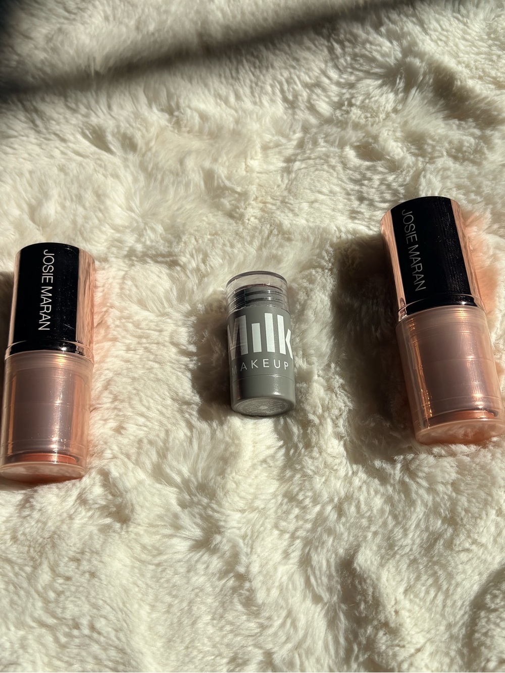 NEW 2 Josie Maran Argan Color Sticks (Paradise) + Milk Makeup Lip & Cheek (Werk)